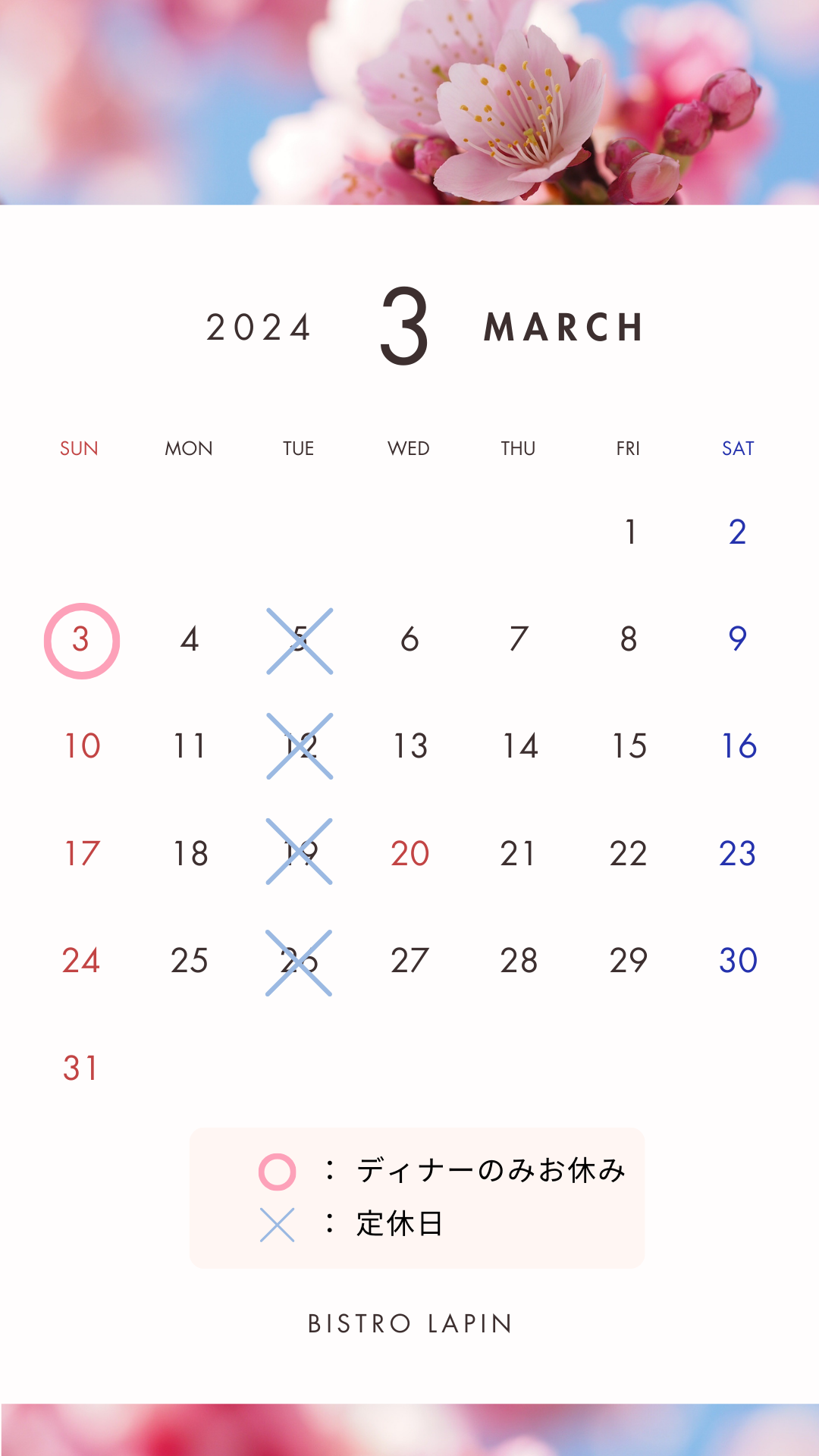 ホワイト ピンク 水色 ナチュラル 桜 2024年3月ご予約カレンダー インスタグラム ストーリー.png